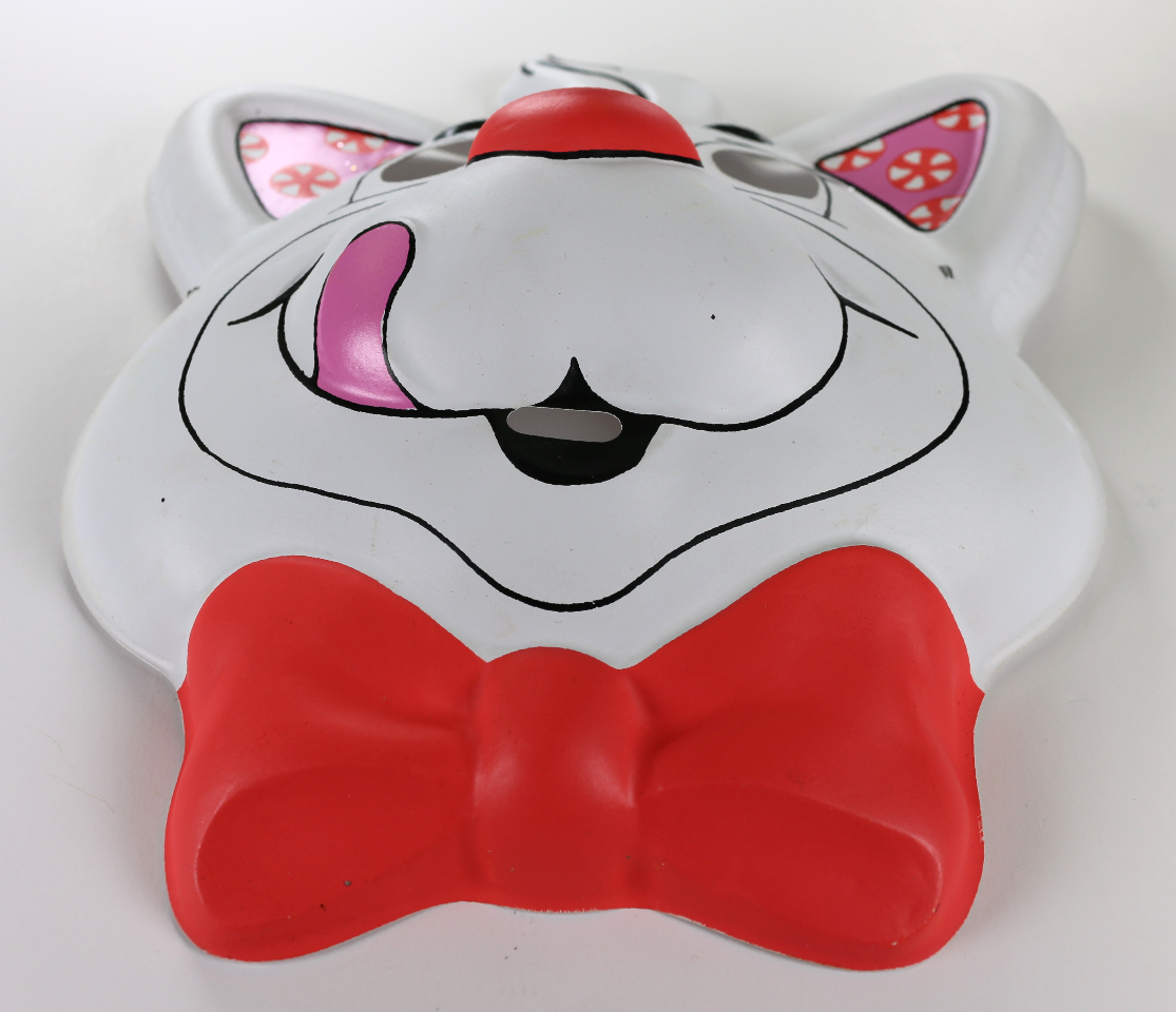 Vintage Cat Hallmark Collegeville Halloween Mask White Bowtie 1989 Y276