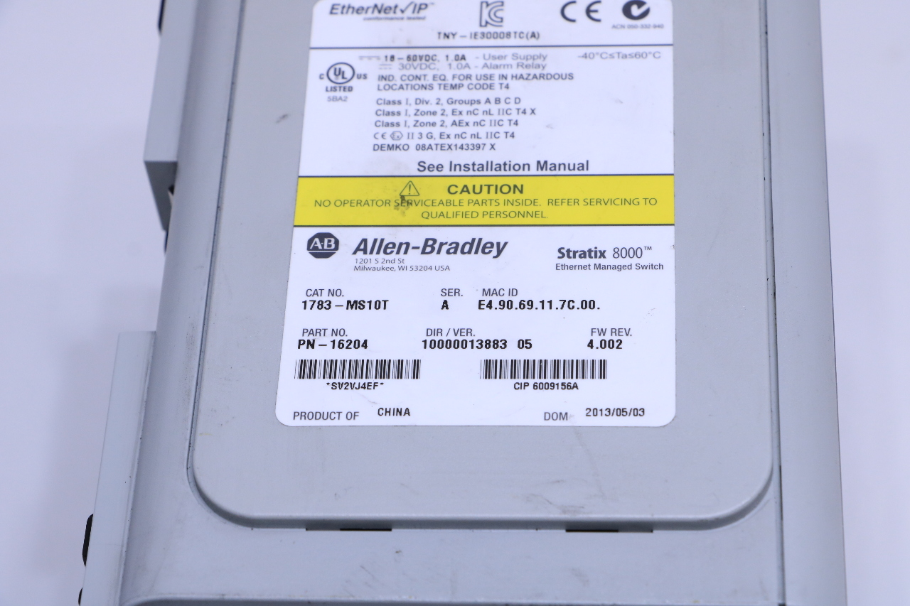ALLEN BRADLEY 1783MS10T STRATIX 8000 SWITCH Premier
