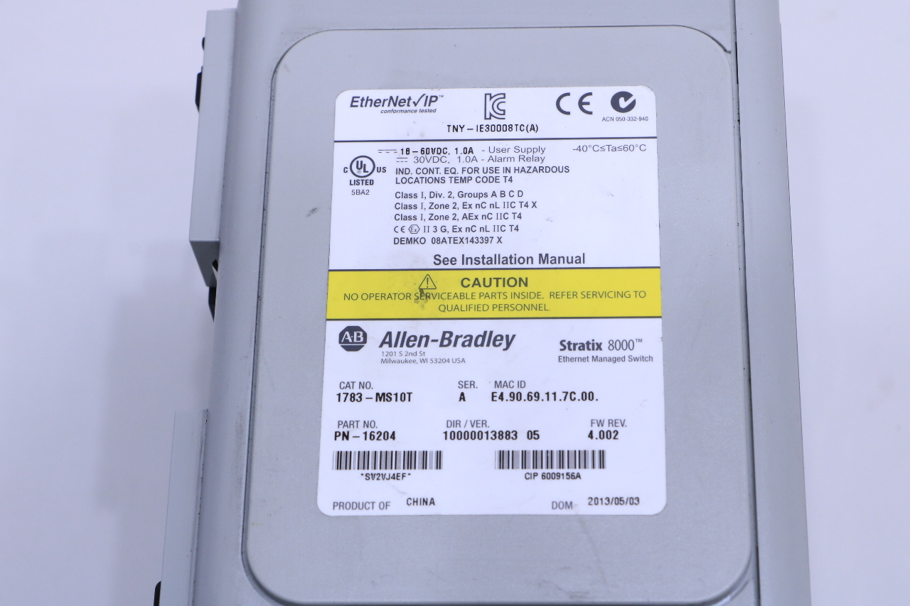 ALLEN BRADLEY 1783MS10T STRATIX 8000 SWITCH Premier