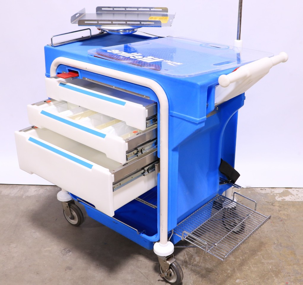 * METRO LIFELINE LEC 51 EMERGENCY CRASH CART W/ TRAY IV POLE 2