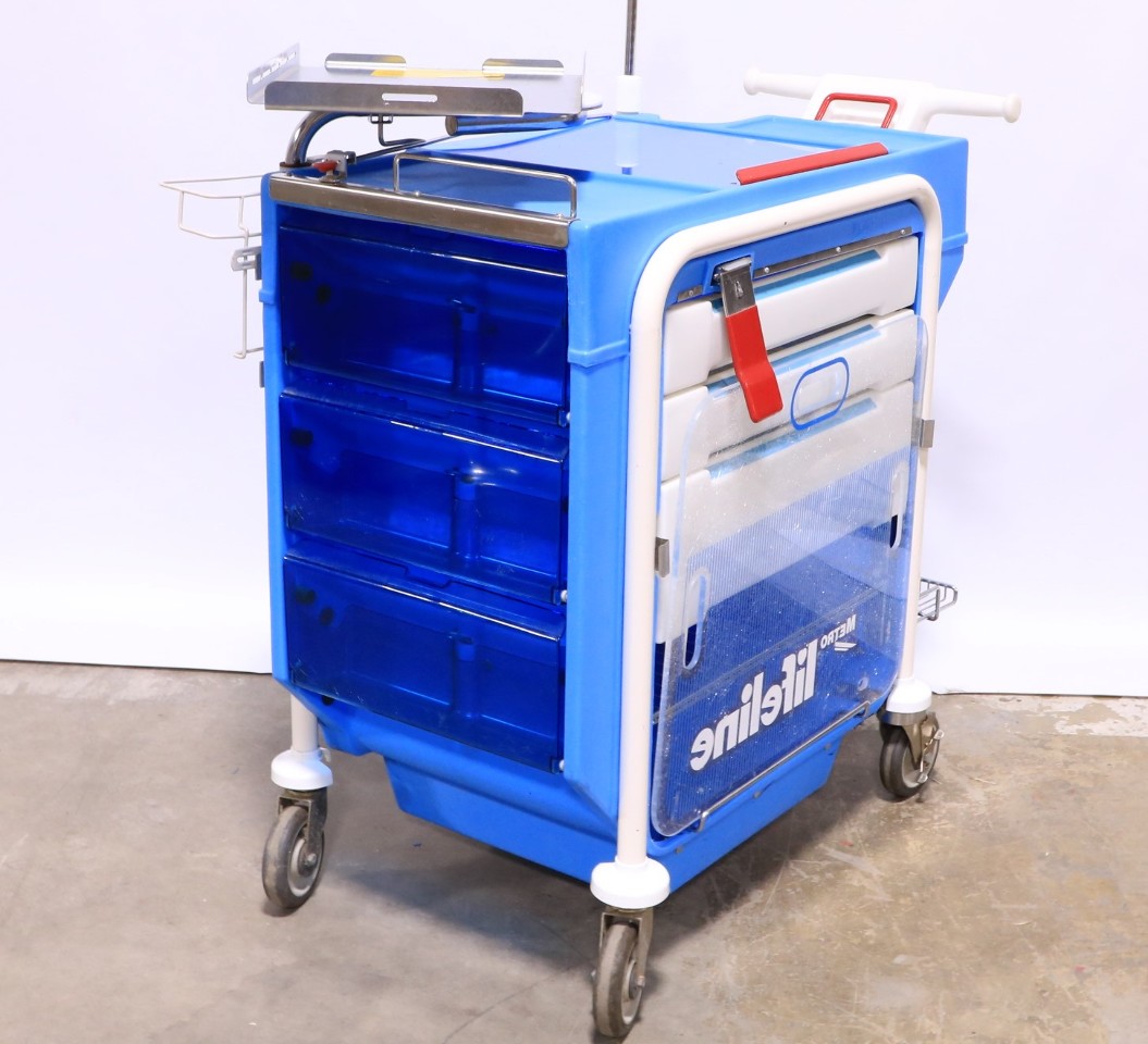 * METRO LIFELINE LEC 51 EMERGENCY CRASH CART W/ TRAY IV POLE 2
