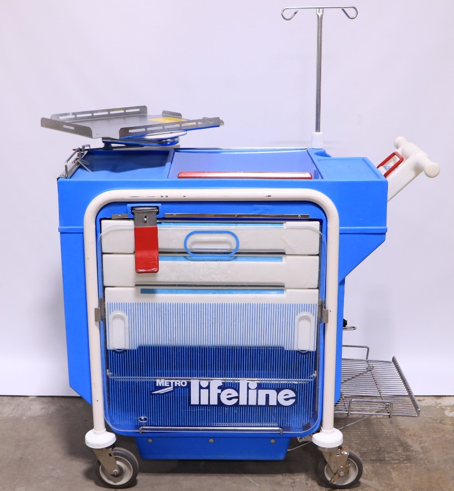 * METRO LIFELINE LEC 51 EMERGENCY CRASH CART W/ TRAY IV POLE 4