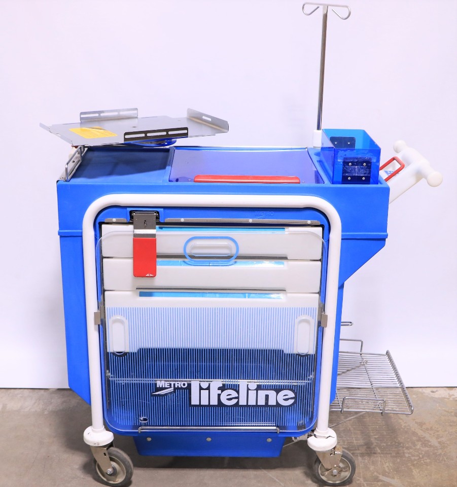 * METRO LIFELINE LEC 51 EMERGENCY CRASH CART W/ TRAY IV POLE 5