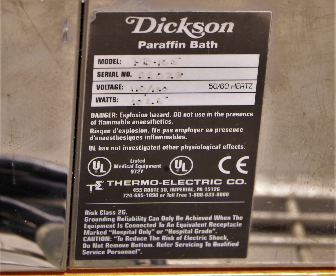 * DICKSON PB105 PARAFIN BATH 50 LBS Premier Equipment Solutions, Inc.