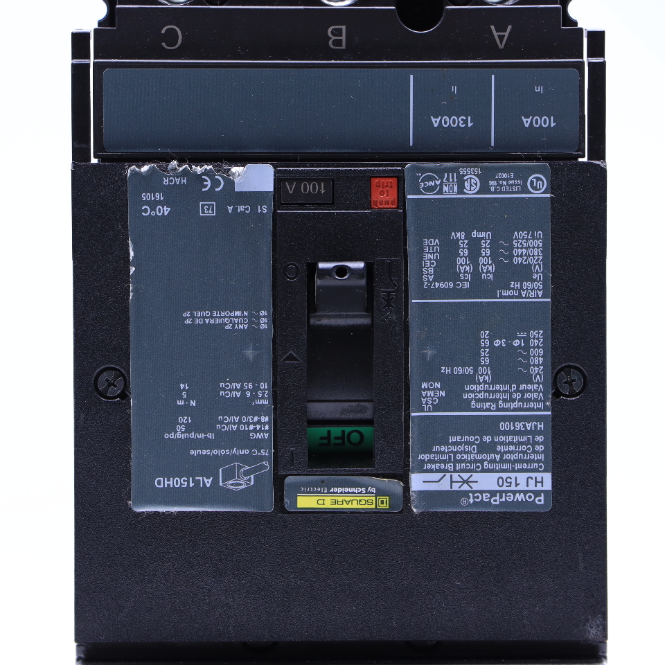 * SQUARE D HJA36100 100A 600VAC POWERPACT HJ 150 CIRCUIT BREAKER