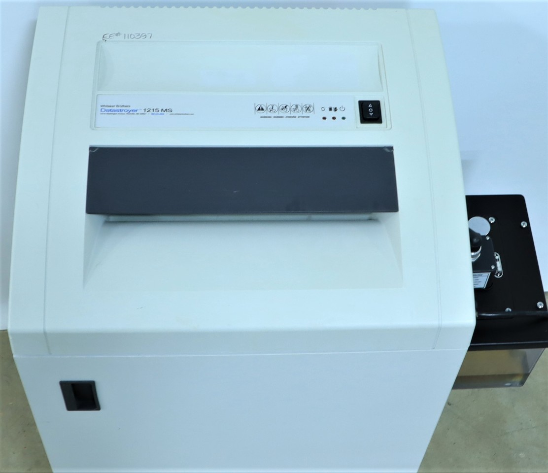 * WHITAKER BROTHERS DATASTROYER 1215 MS HIGH SECURITY PAPER SHREDDER Premier Equipment