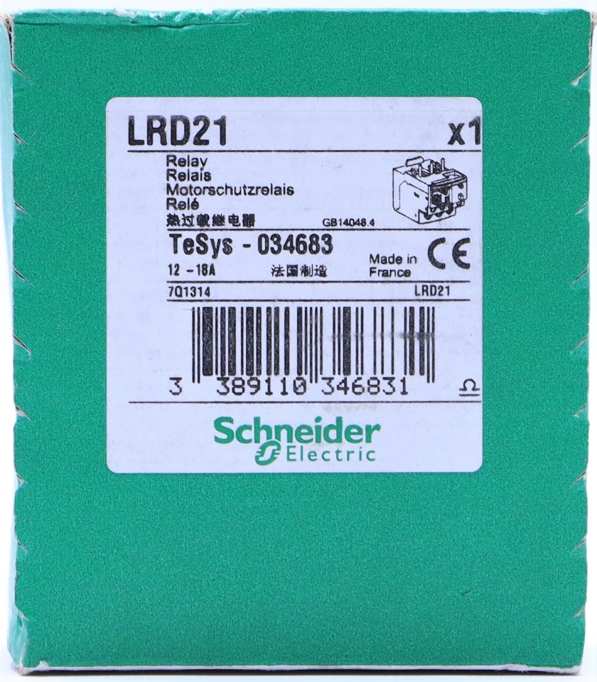 NEW SEALED SCHNEIDER ELECTRIC LRD21 OVERLOAD RELAY 12-18A | Premier ...