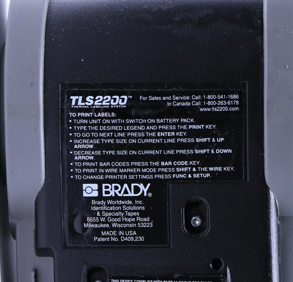BRADY TLS2200 THERMAL LABELING SYSTEM Premier Equipment Solutions, Inc.