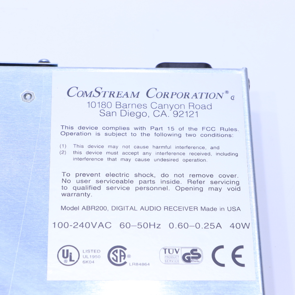 COMSTREAM ABR200 DIGITAL AUDIO BROADCAST RECEIVER Premier Equipment
