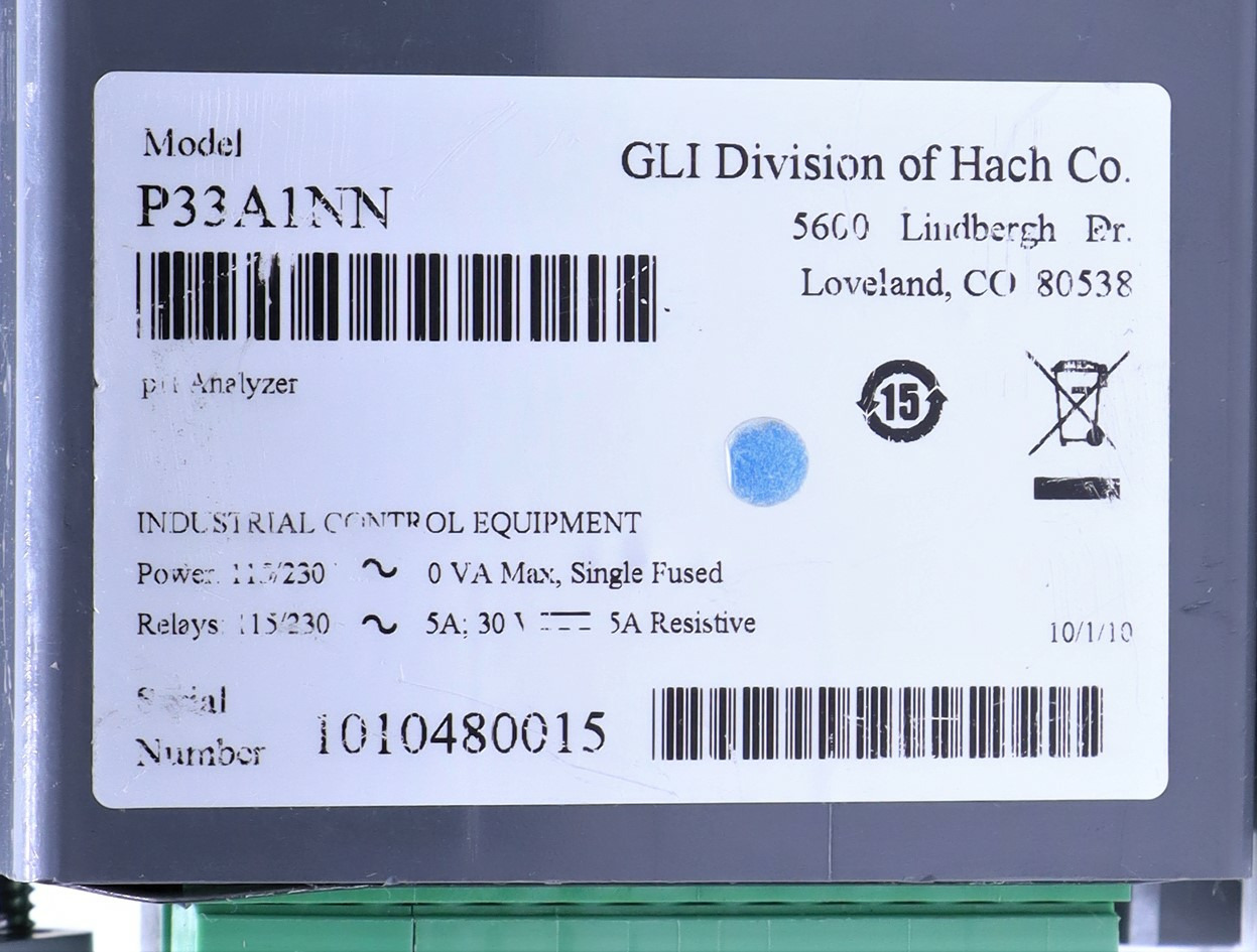 GREAT LAKES GLI P33A1NN CONDUCTIVITY ANALYZER CONTROLLER PH METER