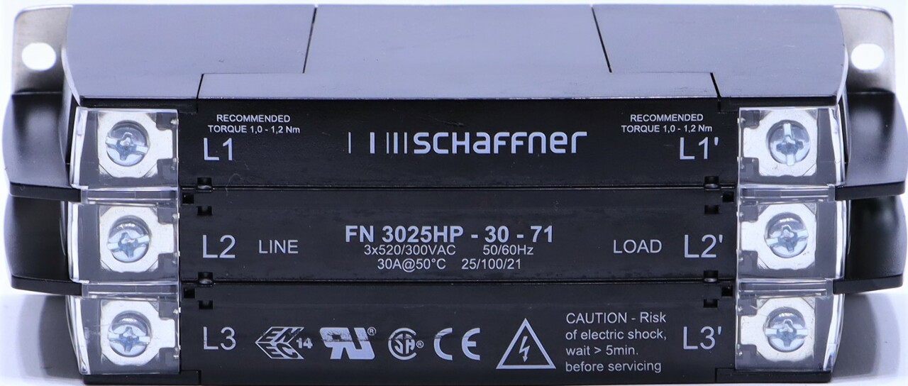 SCHAFFNER FN3025HP3071 RFI POWER LINE FILTER Premier Equipment