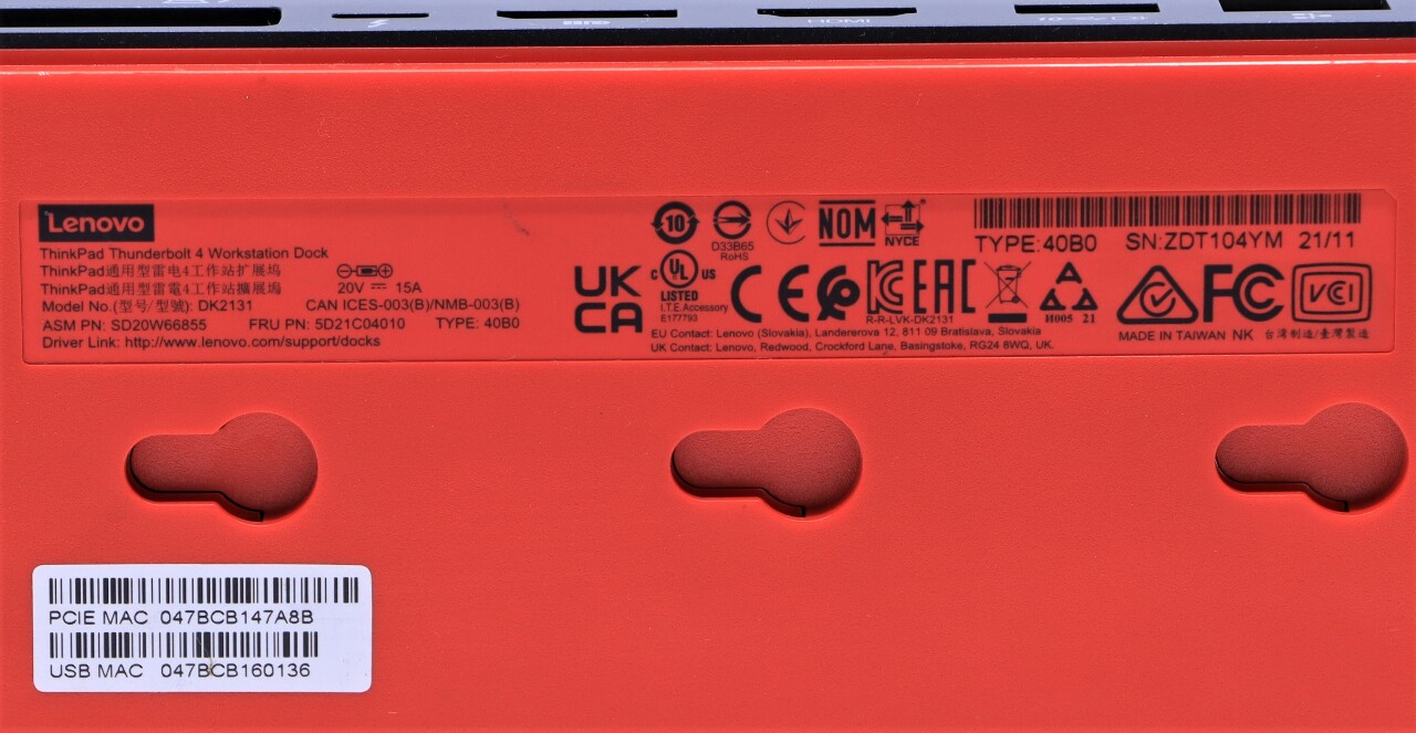 LENOVO THINKPAD DK2131 40B0 THUNDERBOLT 4 WORKSTATION DOCK Premier