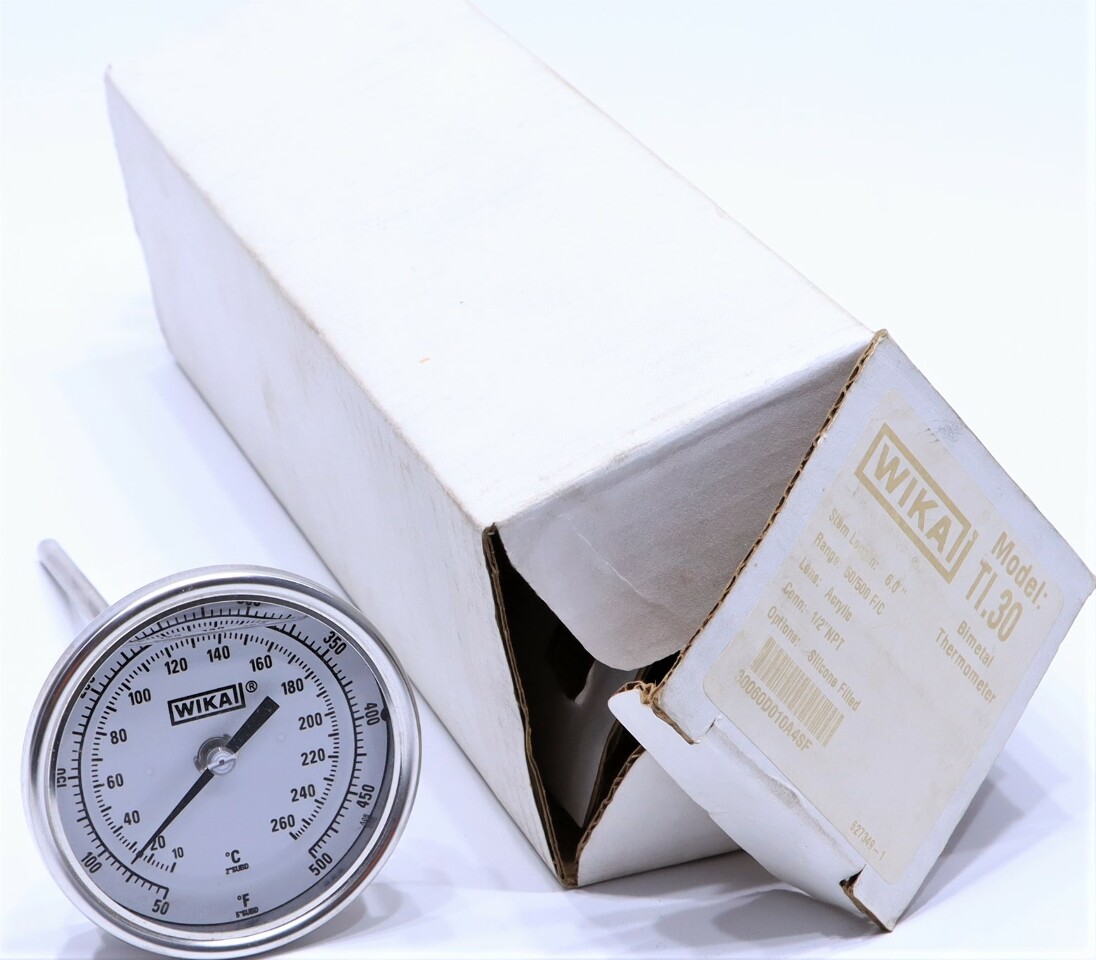 Industrial Bimetal Thermometer - 3" Face, 2.5" Stem, 50-500°F Stainless Steel