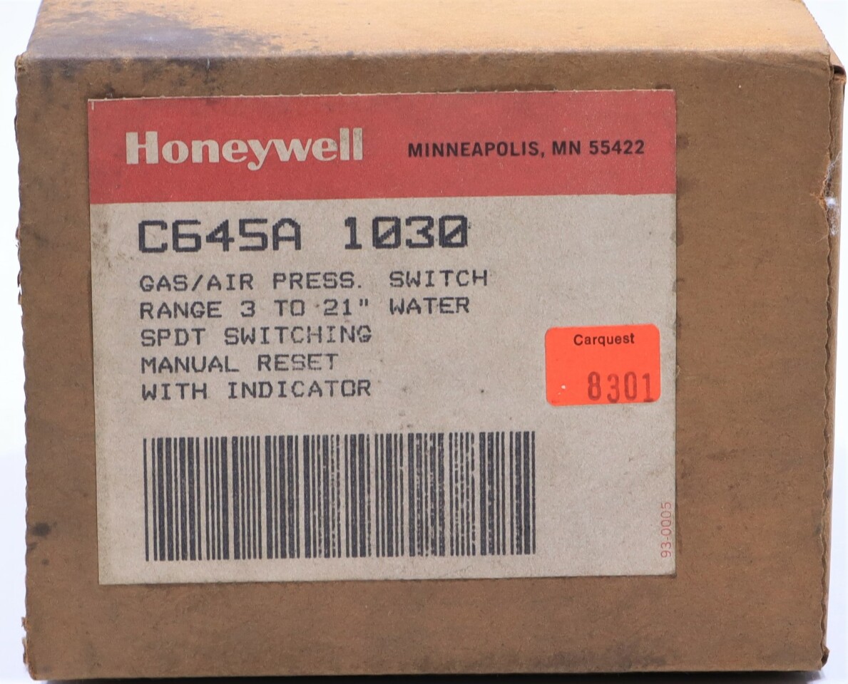 * NEW HONEYWELL C645A 1030 GAS/AIR PRESSURE SWITCH Premier Equipment