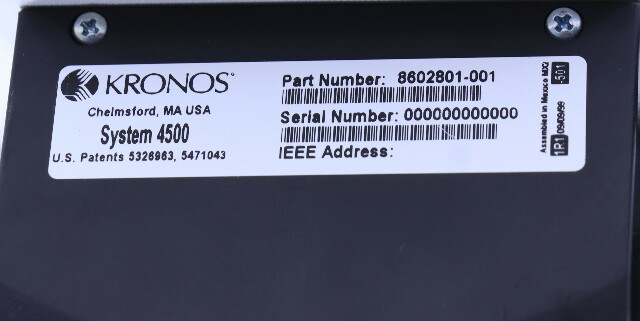 KRONOS 4500 8602801-001 8602800-553 TIME CLOCK | eBay