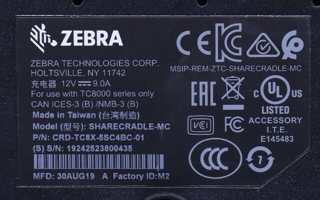 ZEBRA SHARECRADLE-MC CRD-TC8X-5SC4BC-01 5 SLOT CHARGIN