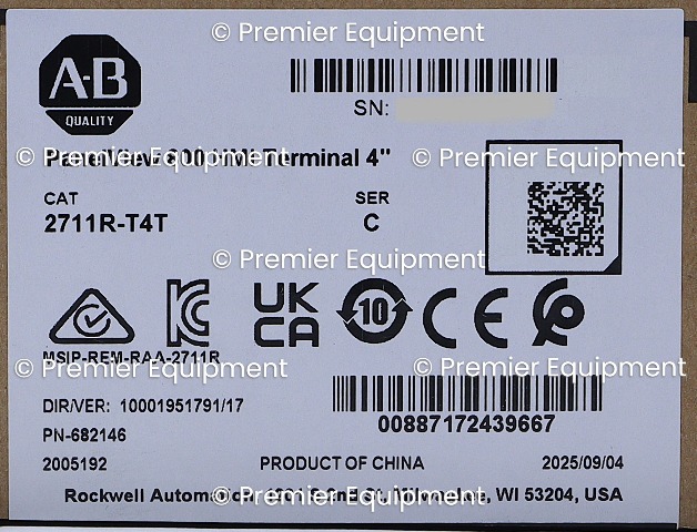 SURPLUS SEALED 2025 ALLEN BRADLEY 2711R-T4T /C PANELVIEW 800 HMI