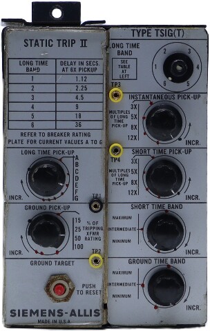 SIEMENS-ALLIS STATIC TRIP II ELECTRONIC TRIP UNIT TSIG(T)