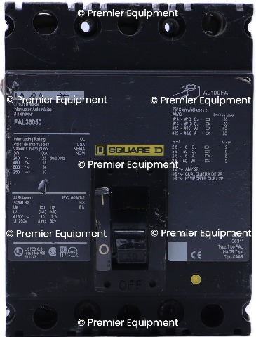 * SQUARE D FAL36050 FA 50 A CIRCUIT BREAKER