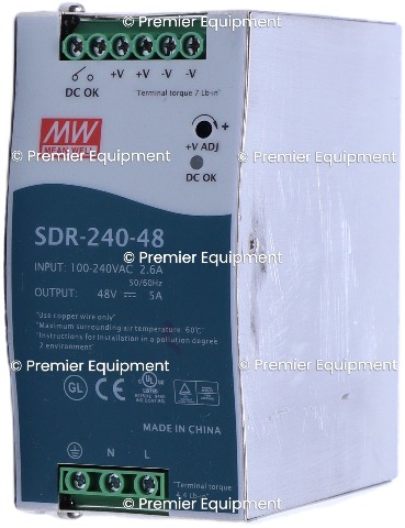 * MEAN WELL SDR-240-48 100-240VAC INPUT 48VAC OUTPUT POWER SUPPLY