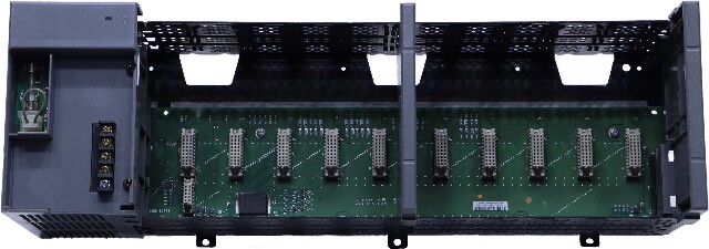 * ALLEN BRADLEY SLC 500 1746-A10 SER B 10-SLOT RACK WITH SLC500 1746-P2 SER C POWER SUPPLY