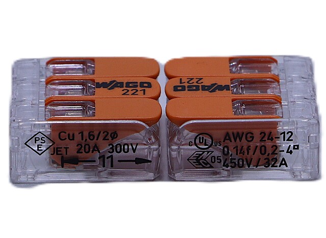 * WAGO 221-413 Lever Nut Wire Connectors 10 Pack Genuine 3 Conductor FAST SHIP 