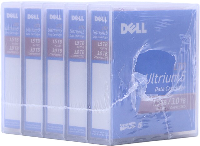 SEALED SET OF 5 DELL LTO ULTRIUM 5 DATA CARTRIDGES 1.5TB/3.0TB NATIVE/COMPRESSED