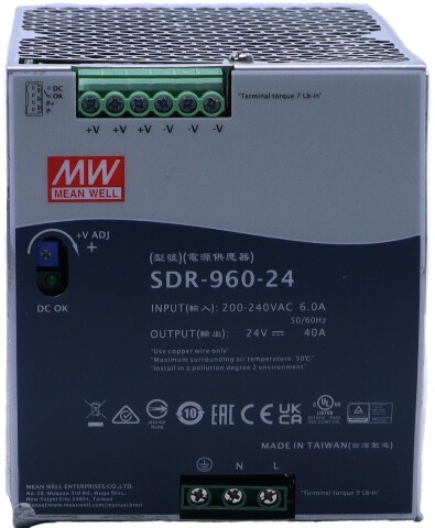 * MEAN WELL SDR-960-24 200-240V INPUT 24VDC OUTPUT INDUSTRIAL POWER SUPPLY