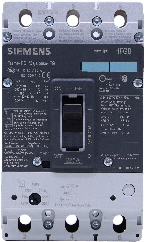 * SIEMENS 3VL3125-3RR30-0AA0 225A TYPE HFGB 3 POLE CIRCUIT BREAKER *READ*