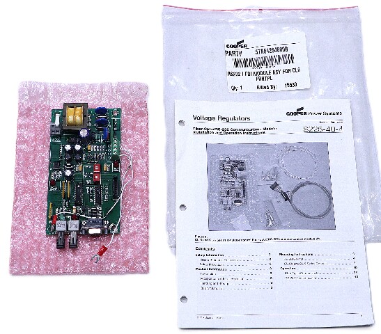 COOPER POWER SYSTEM RS232/FOI 57A64264800B FIBER OPTIC COMMUNICATIONS MODULE
