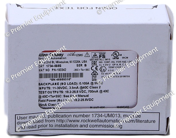 SURPLUS ALLEN BRADLEY 1734-IB8SK SER B DIGITAL SAFETY INPUT MODULE