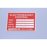 MAGNETOOL AU-110-100 ELECTROMAGNET CONTROL PANEL