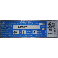 * COOPER CROUSE-HINDS AR642 60AMP 3W 4P RECEPTACLE ARKTITE WITH AJ66 BACK BOX 2"