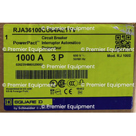 * SQUARE D RJ 1000 RJA36100CU64AE1YV 1000A 3P CIRCUIT BREAKER W/ S164A TRIP UNIT