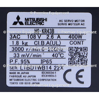 * SURPLUS MITSUBISHI HG-KR43B AC SERVO MOTOR 3000 RPM 