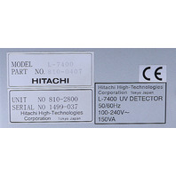 HITACHI L-7400 UV DETECTOR P/N 810-0407