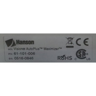HANSON VISION G2 AUTOPLUS MAXIMIZER 61-101-006 WITH VISION AUTOFILL 61-201-001