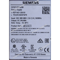 SIEMENS SITOP PSU8200 6EP1437-3BA10 POWER SUPPLY 3 PHASE 400-500V INPUT 24VDC OUTPUT