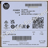 * SURPLUS ALLEN BRADLEY 22A-B4P5N104 SER A FW 7.02 POWERFLEX 4 AC DRIVE