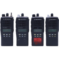 LOT OF 4 MOTOROLA HT1250LS+ AAH25SDH9DP5AN WALKIE TALKIE RADIOS *NO BATTERIES* *FOR PARTS*