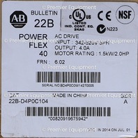 * NEW ALLEN BRADLEY 22B-D4P0C104 POWERFLEX 40 2.0 HP FRN 6.02 AC DRIVE