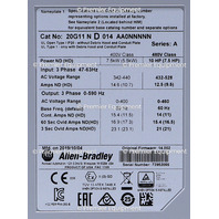 * SURPLUS ALLEN BRADLEY 20G11ND014AA0NNNNN POWERFLEX 755 10 HP AC DRIVE