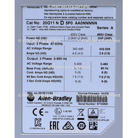 * SURPLUS ALLEN BRADLEY 20G11ND5P0AA0NNNNN POWERFLEX 755 AC DRIVE