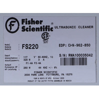 FISHER SCIENTIFIC FS220 ULSTRASONIC CLEANER