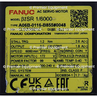 * FANUC A06B-0116-B855#0048 AC SERVO MOTOR BiSR 1/6000 6000 RPM