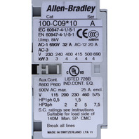 ALLEN BRADLEY 100-C09*10 SER A 100-C09D10 110-120V 50-60HZ