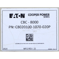* EATON COOPER POWER CBC-8000 C8020100-1070-020P CAPACITOR BANK CONTROLLER