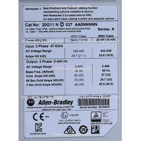 * SURPLUS ALLEN BRADLEY 20G11ND027AA0NNNNN POWERFLEX 755 20 HP AC DRIVE