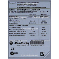 * ALLEN BRADLEY 20F11ND022AA0NNNNN /A POWERFLEX 753 15 HP AC DRIVE