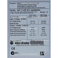 * ALLEN BRADLEY 20F11ND8P0AA0NNNNN /A POWERFLEX 753 AC DRIVE 